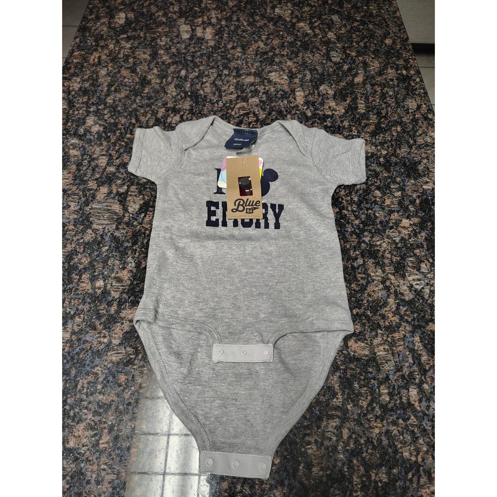 Disney Blue 84 Emory University Mickey Mouse Bodysuit Heather Grey 18 Months NWT